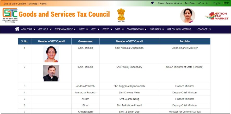 GST council member list